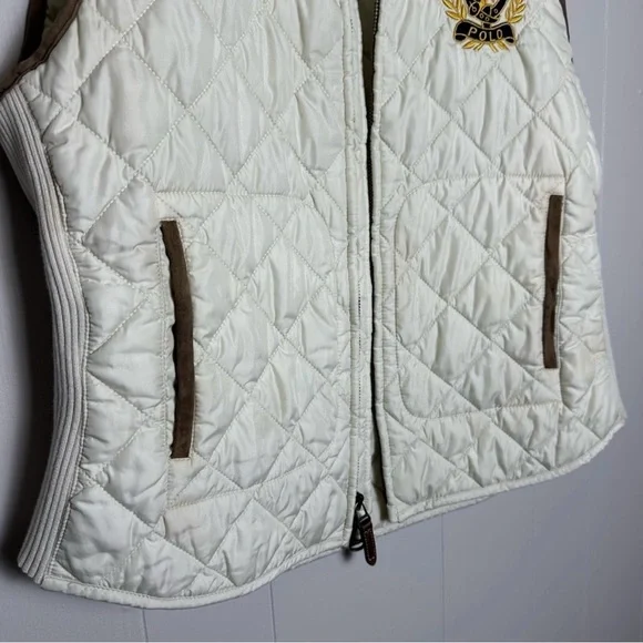 Polo by Ralph Lauren Women's Cream Quilted Vest with Crest vintage - Picture 3 of 11